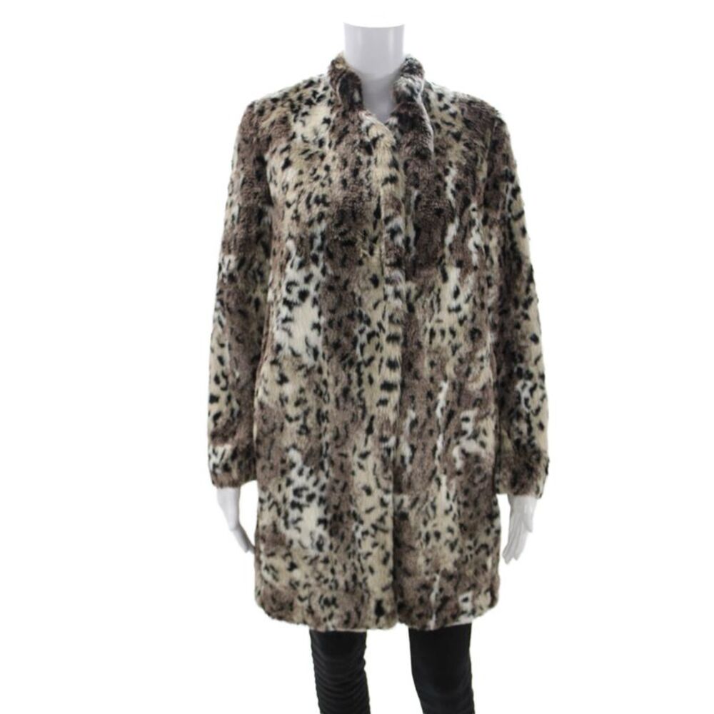 Rebecca Taylor Womens Animal Print Acrylic Jacket Long Sleeve Multicolor Size 4